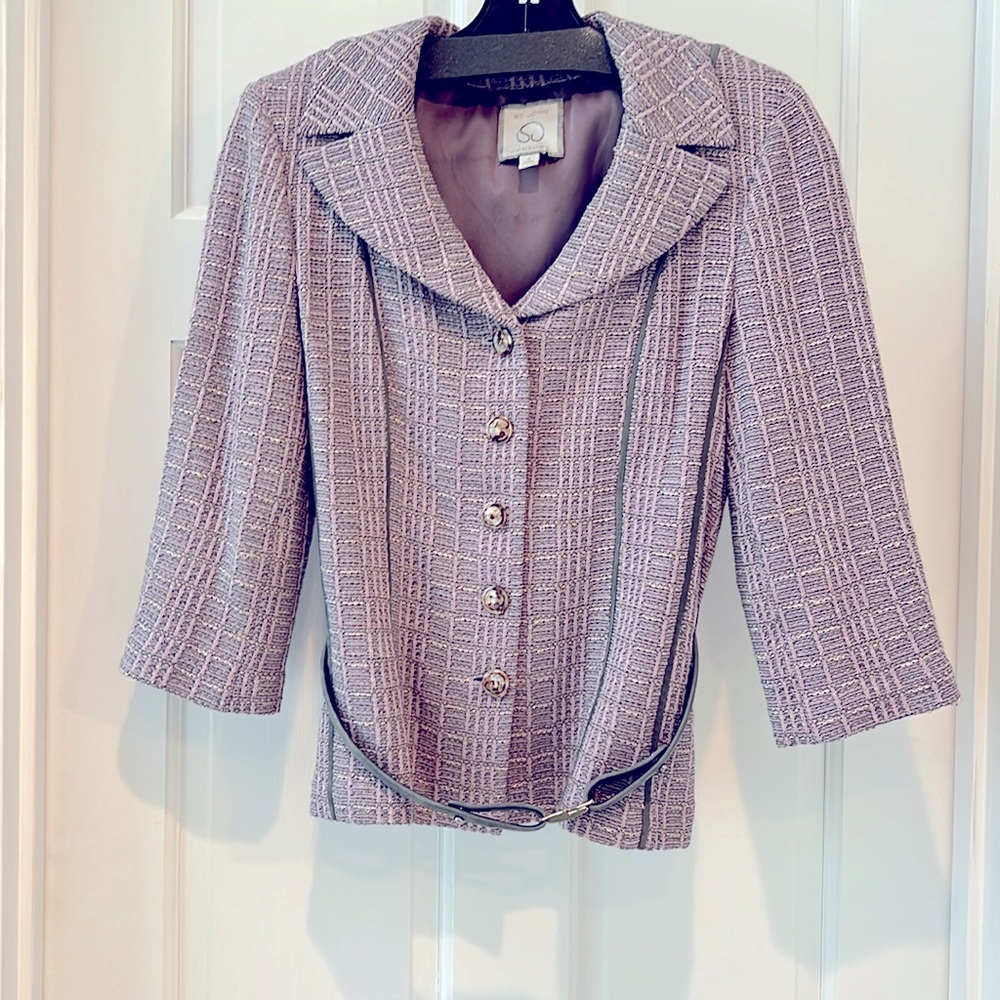 St John Couture Suit, skirt and jacket beautiful pink and grey.